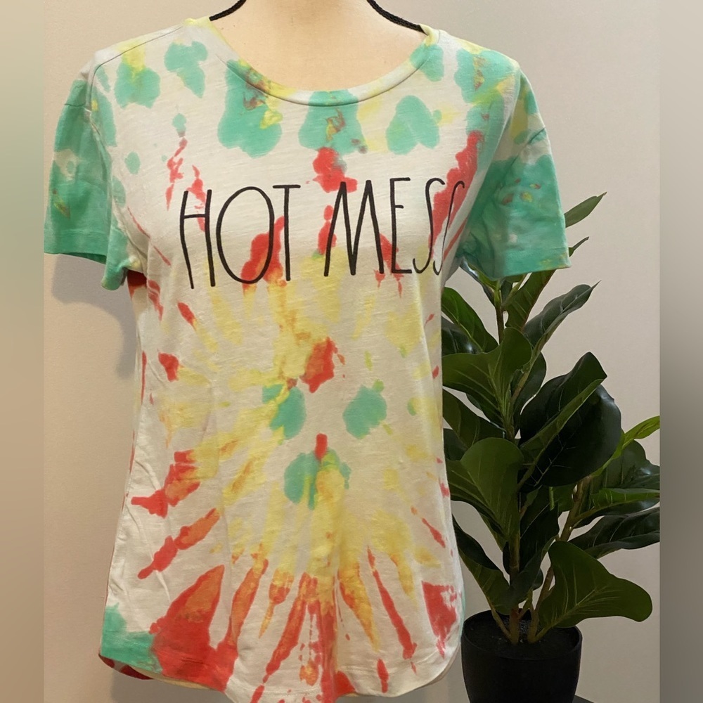 Rae Dunn Women Hot Mess Tie Dye Top Sz S
